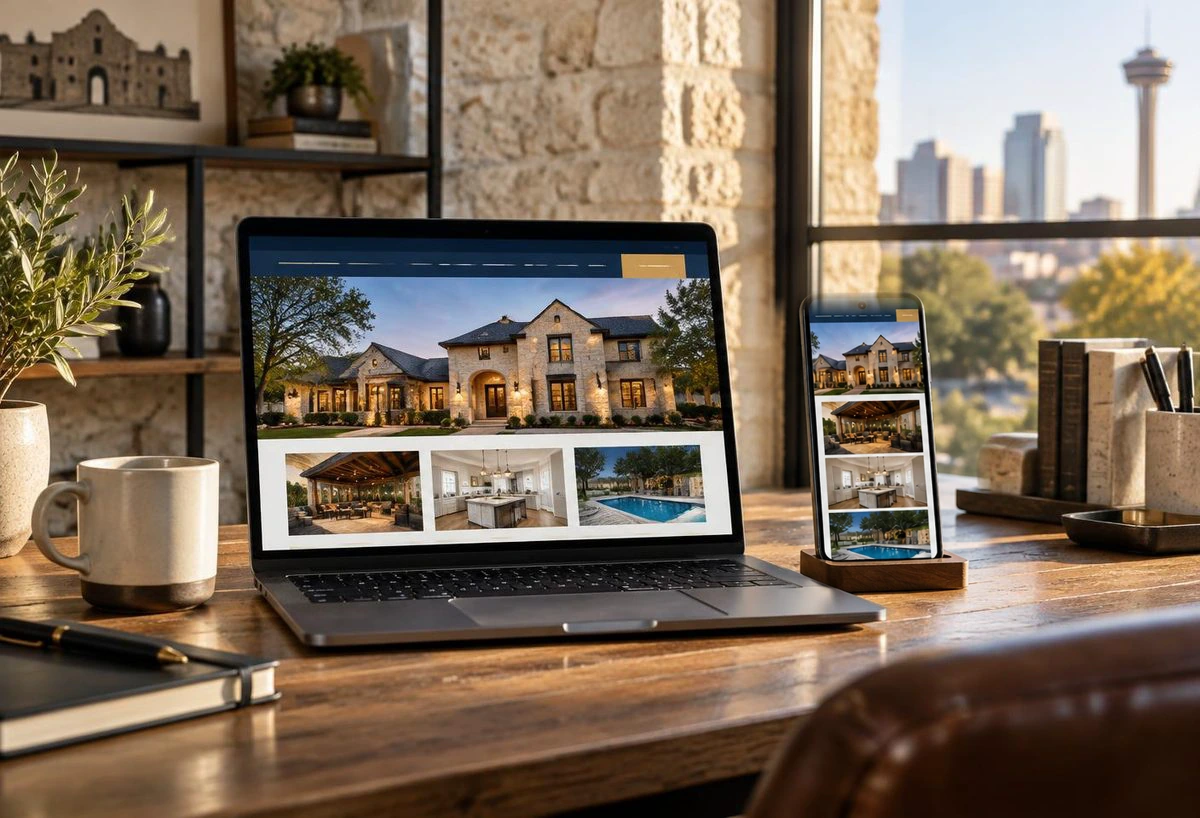 Illustrative local-service website direction shown on a laptop and phone